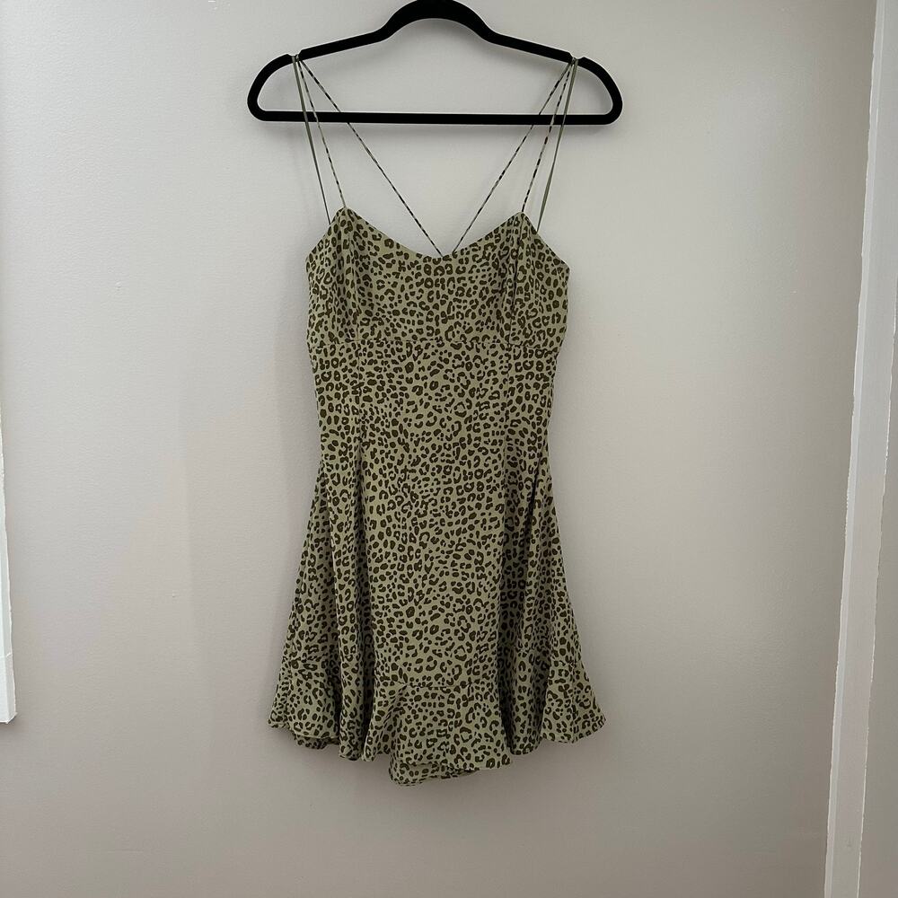 Zara Green Leopard Print Midi Dress